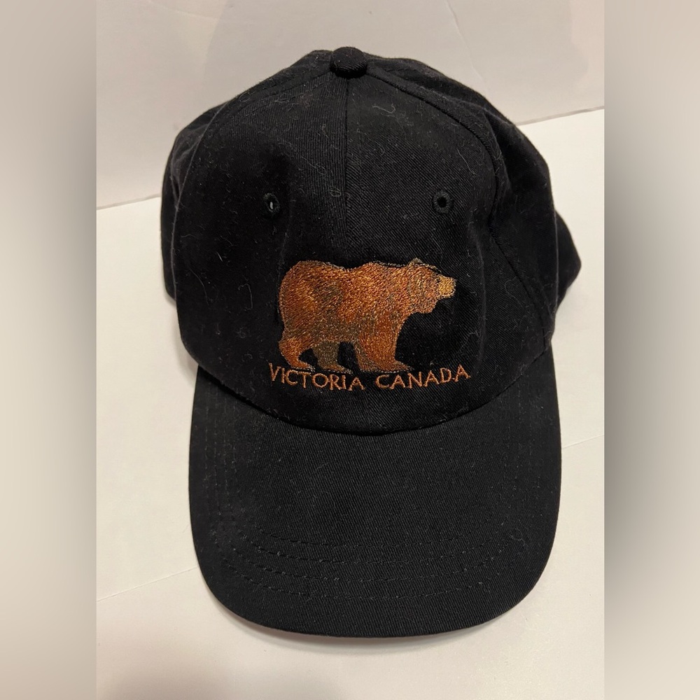 Vitoria Canada Brown Bear Baseball Cap Black One Size 100% Cotton Made 2018